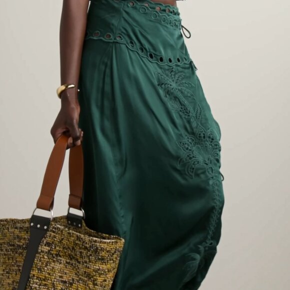 FARM RIO GREEN RICHELIEU MIDI SKIRT SIZE M CAMISOLE TOP SET SIZE S NWT - Picture 6 of 10